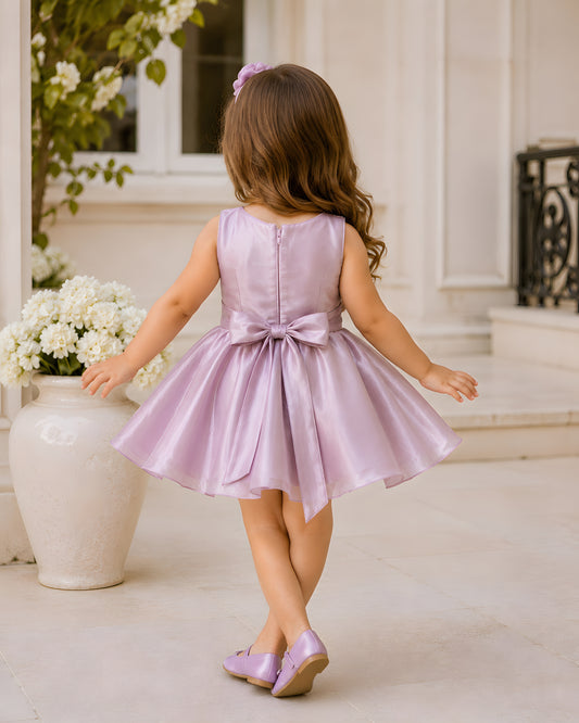 Charming Net Frills Layered Silhouette Pink Dress