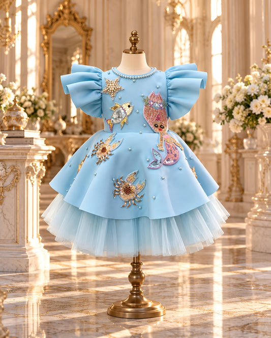 Elegant Embellished Blue Princess Dress