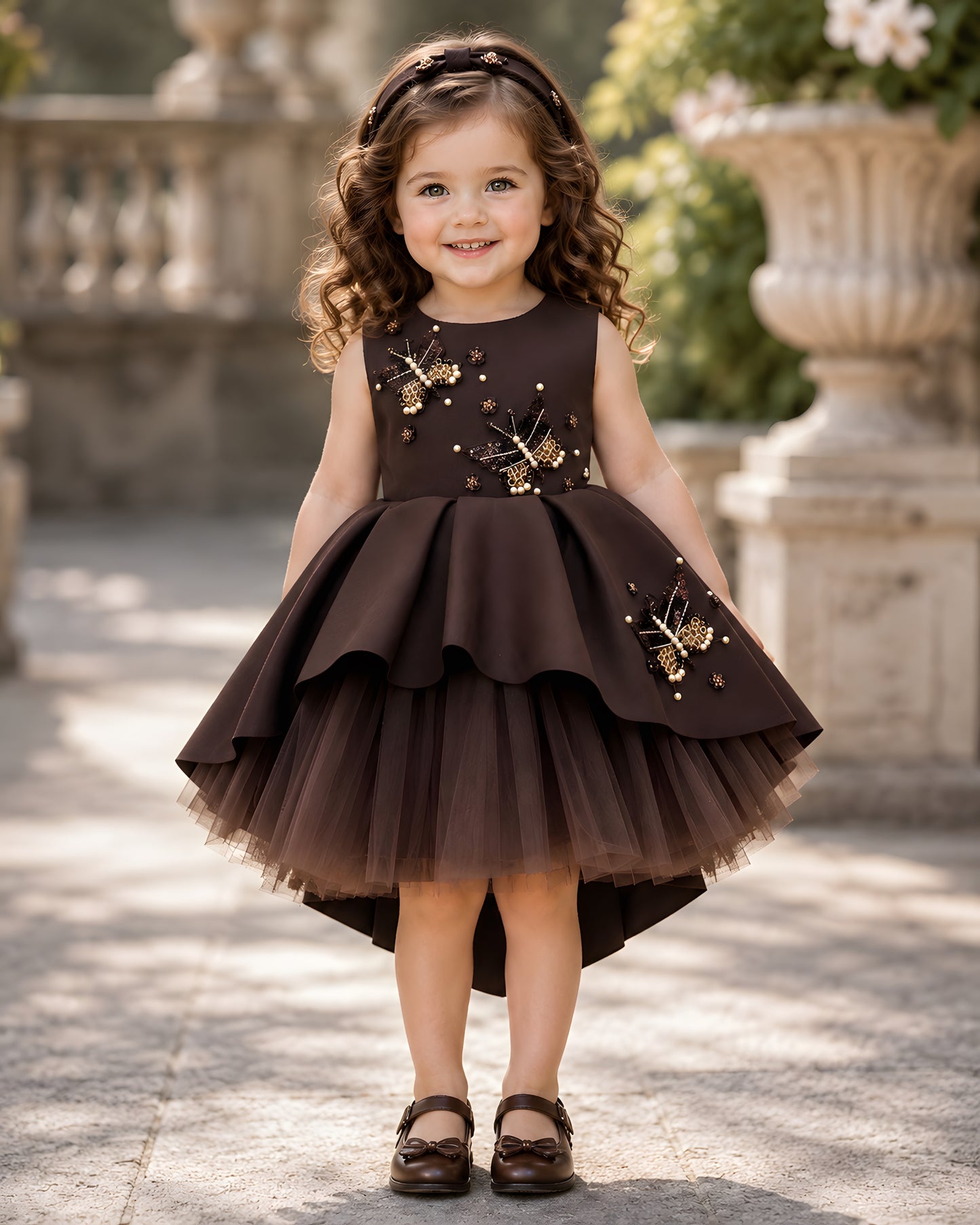 Elegant Butterfly embroidery soft Net Dress