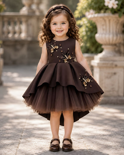 Elegant Butterfly embroidery soft Net Dress