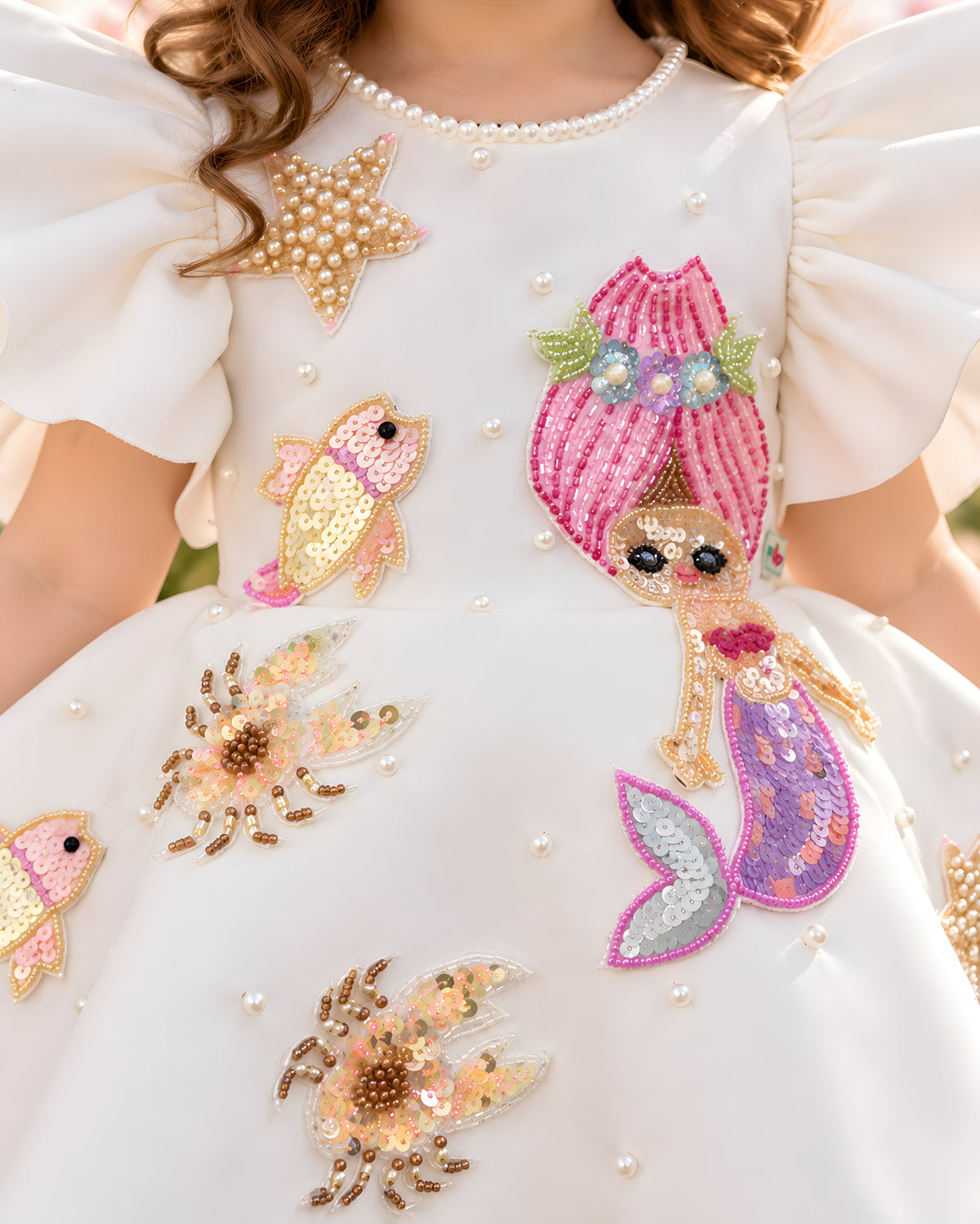 Charming Sequin and embroidery Mermaid White Dress