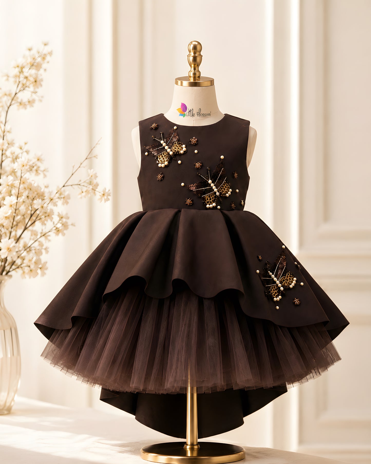 Elegant Butterfly embroidery soft Net Dress