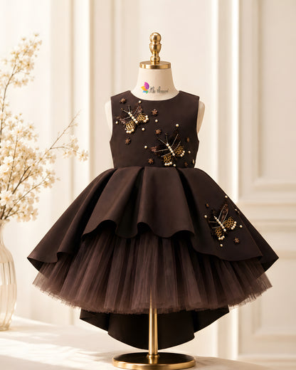 Elegant Butterfly embroidery soft Net Dress