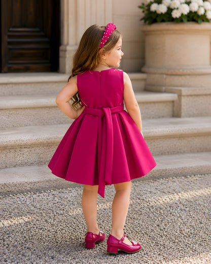 Elegant Oversized Bow Flared Design Dress
