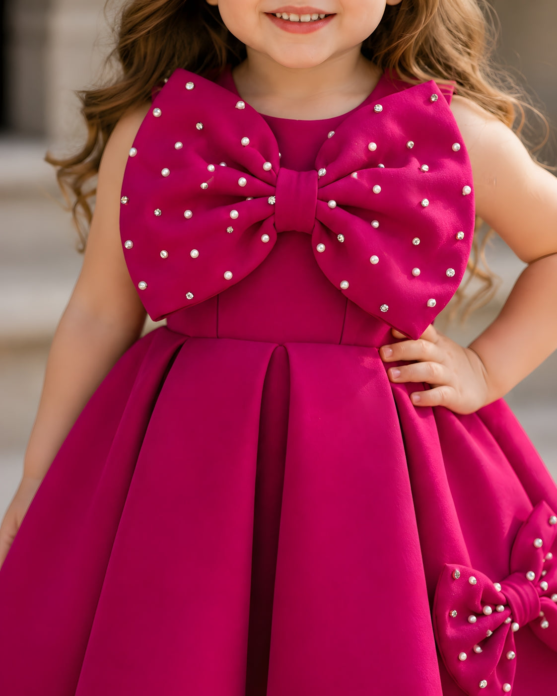 Elegant Oversized Bow Flared Design Dress