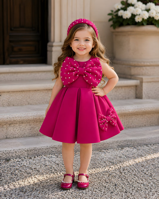 Elegant Oversized Bow Flared Design Dress