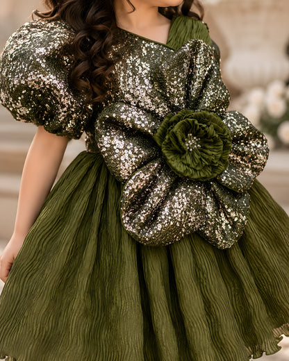 Gorgeous Asymmetric Green Party Dress