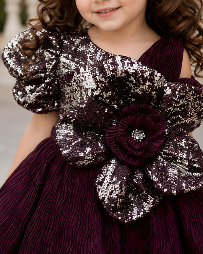 Gorgeous Asymmetric Maroon Party Dress