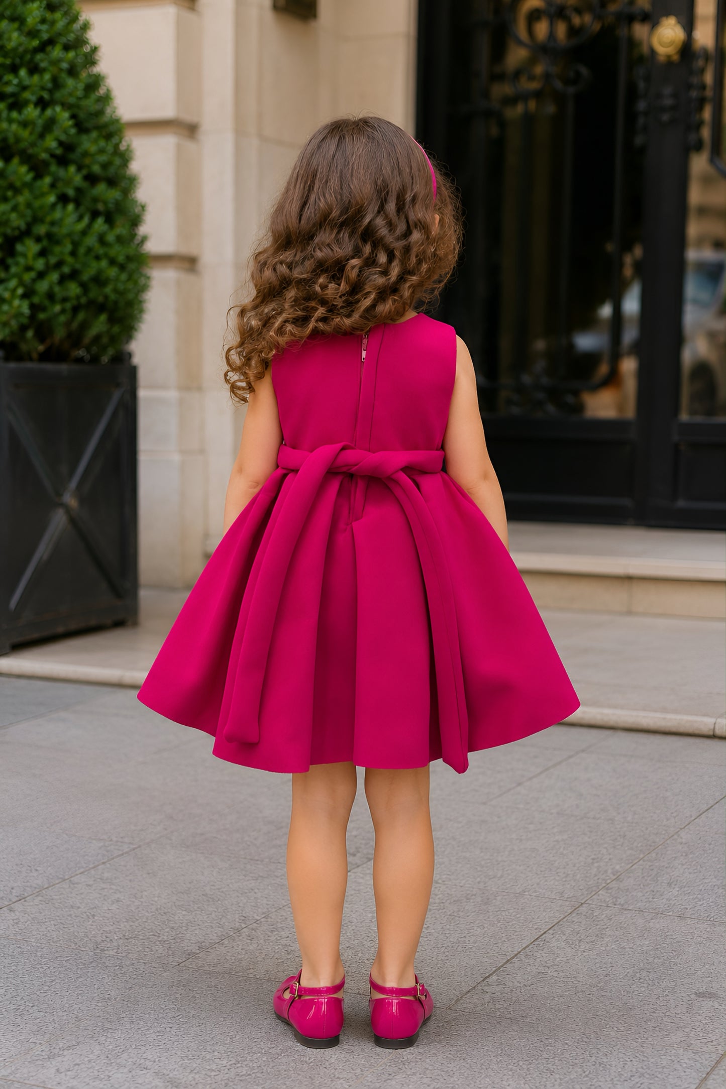 Charming Butterfly Embroidery Fuchsia Flared Dress