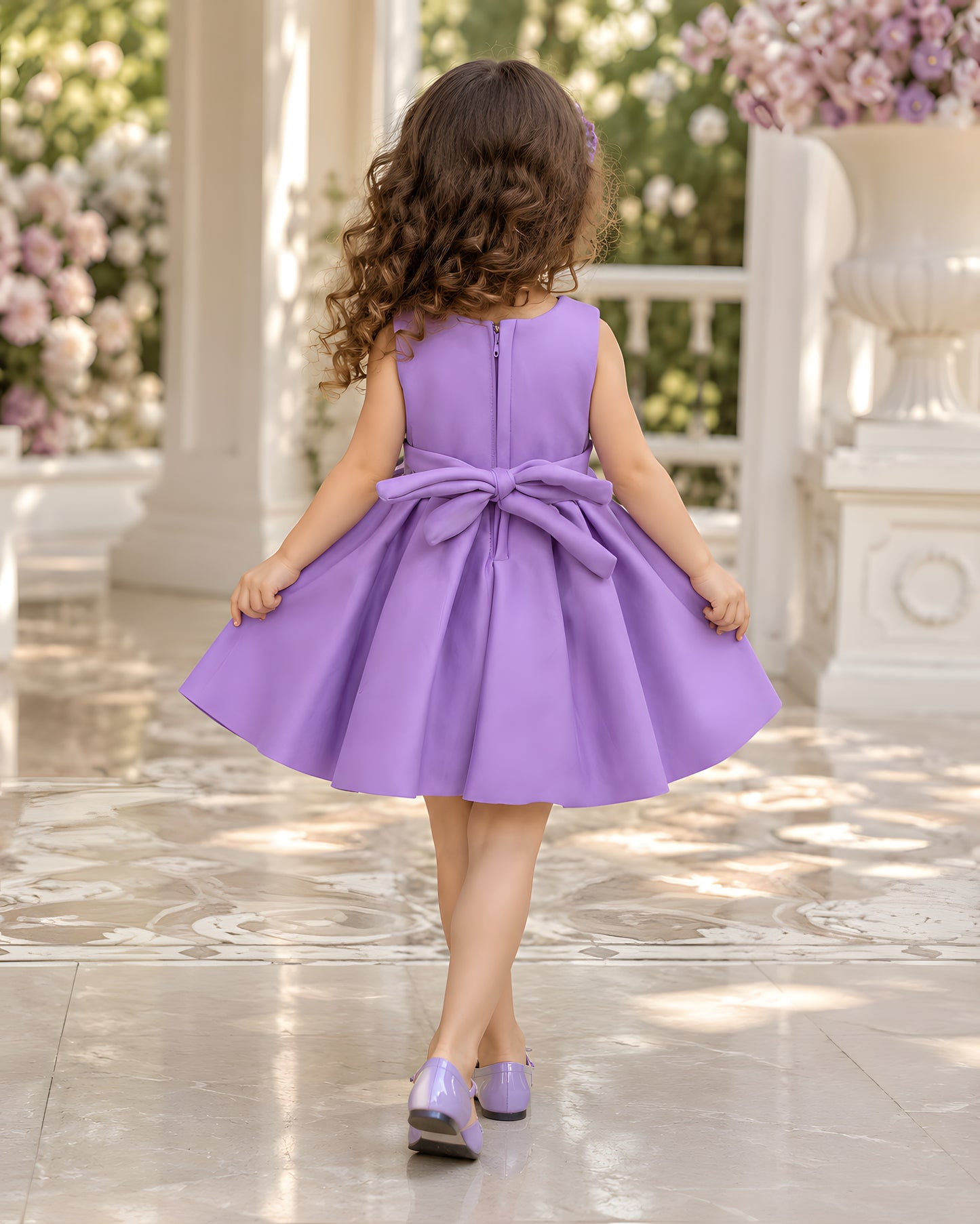 Charming Butterfly Embroidery Purple Flared Dress