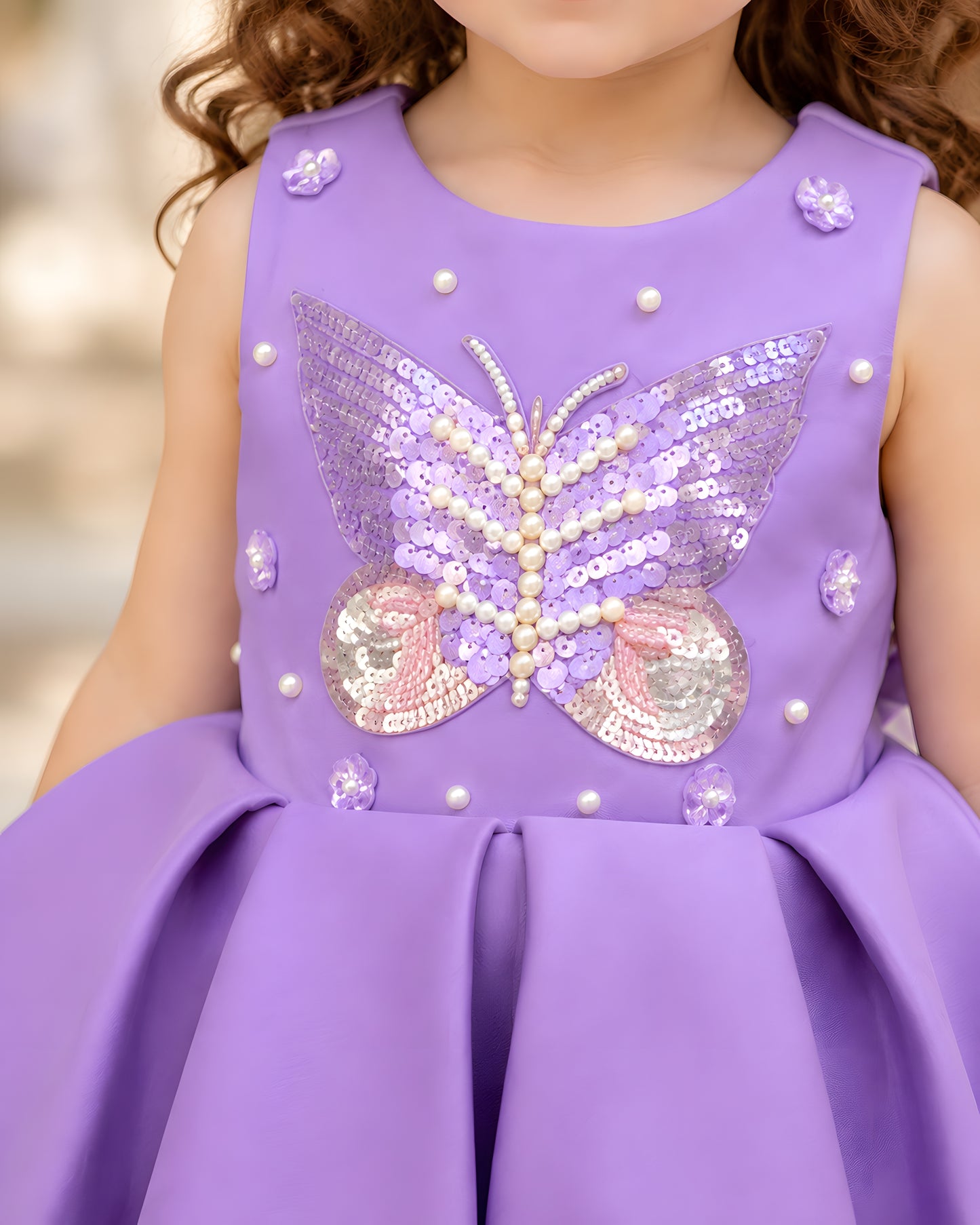 Charming Butterfly Embroidery Purple Flared Dress