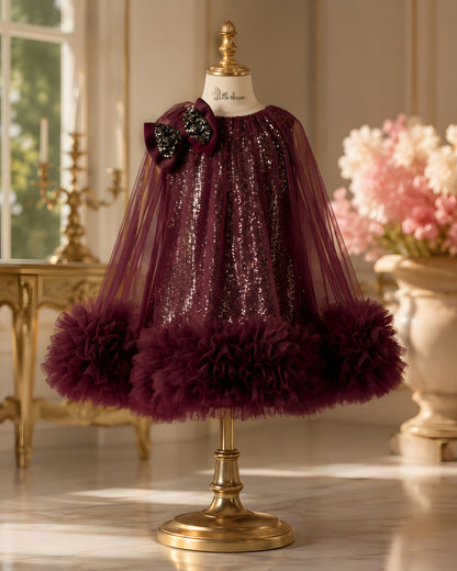 Elegant Coffee Dress Crafted With Soft Sequin Net Fabric