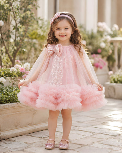 Elegant Peach Dress Crafted With Soft Sequin Net Fabric