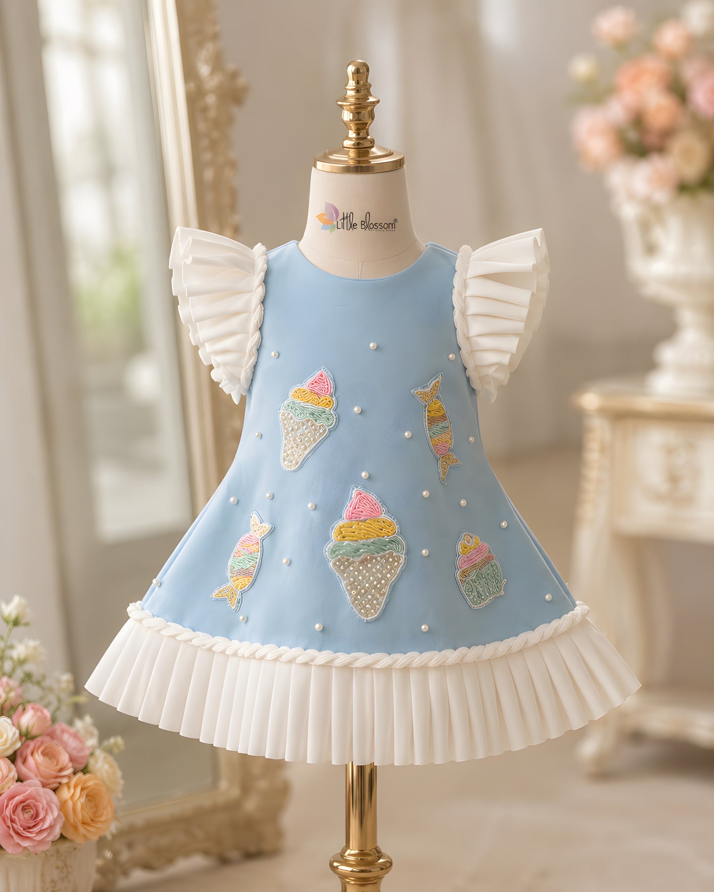 Elegant A-line sky Blue Party Dress