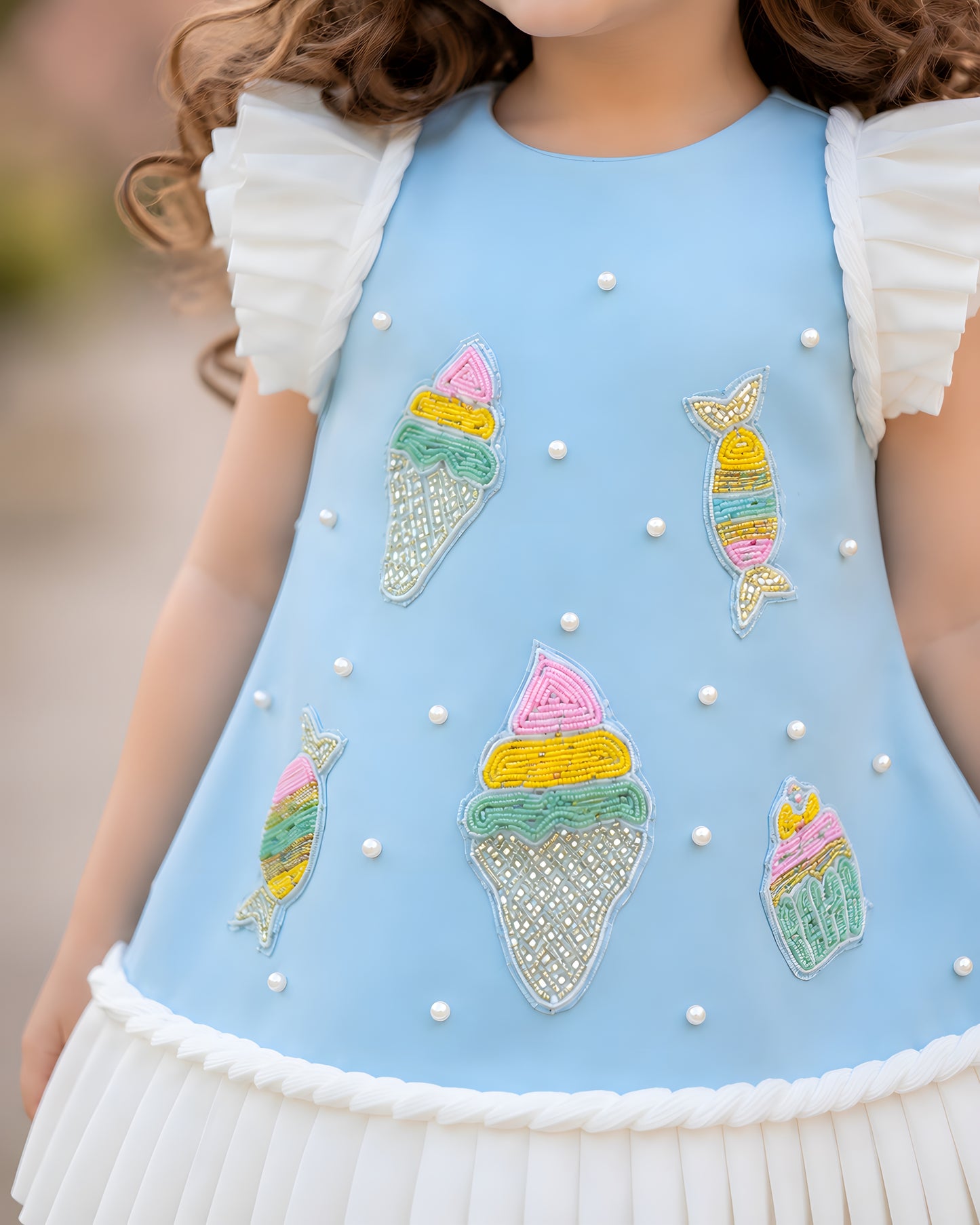 Elegant A-line sky Blue Party Dress