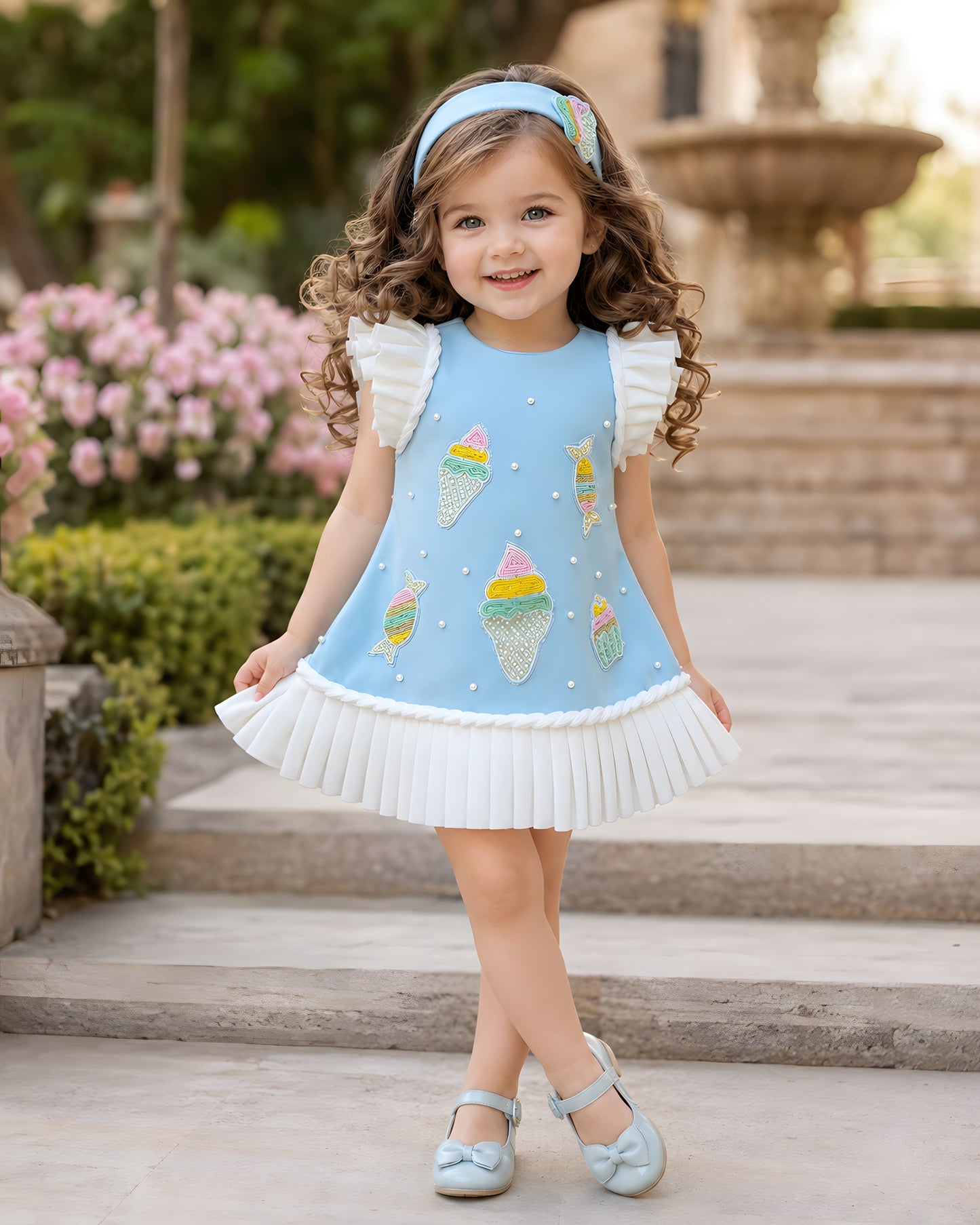 Elegant A-line sky Blue Party Dress