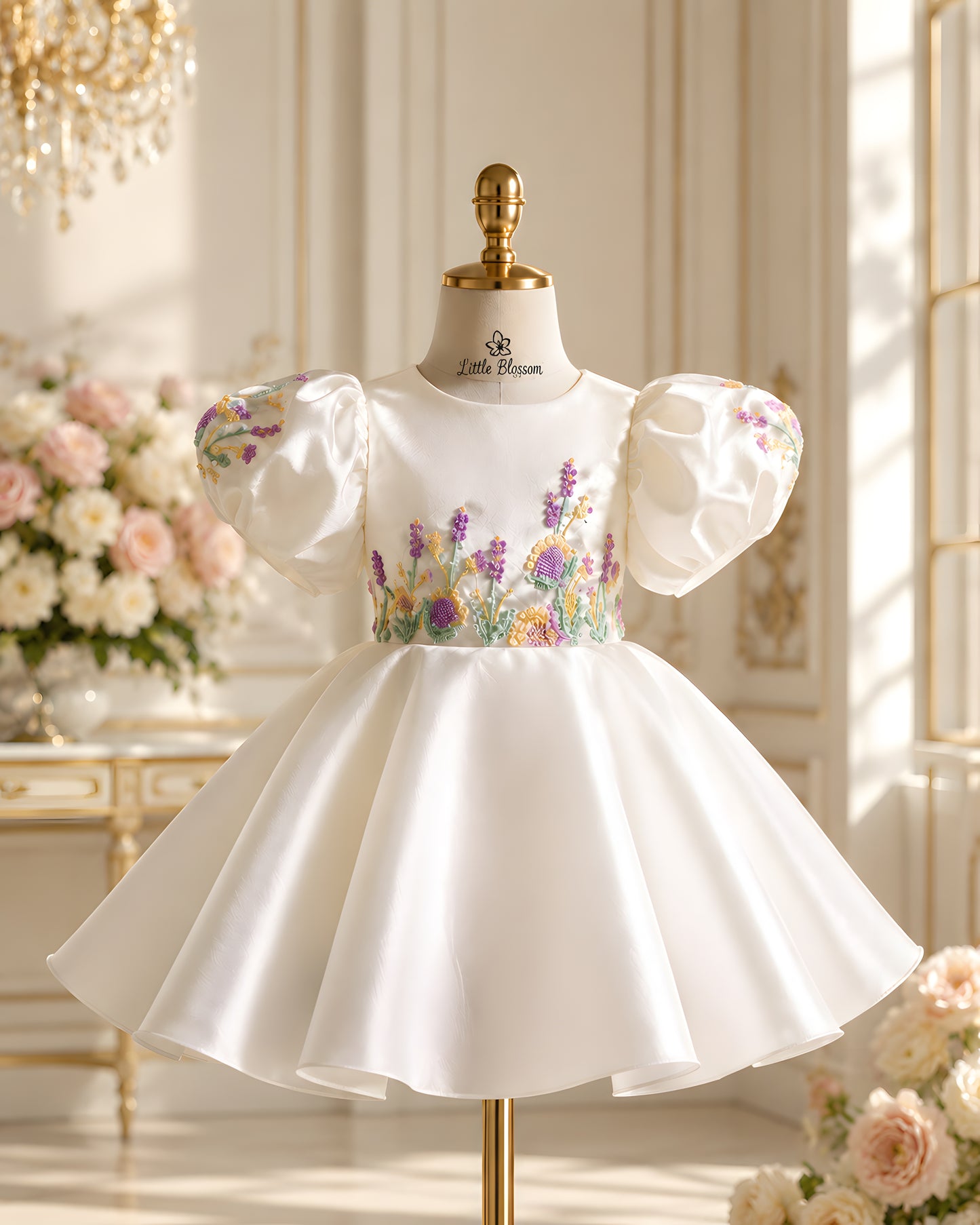 Beautiful Decorative Bow Cream Dress