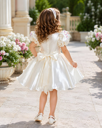 Beautiful Decorative Bow Cream Dress