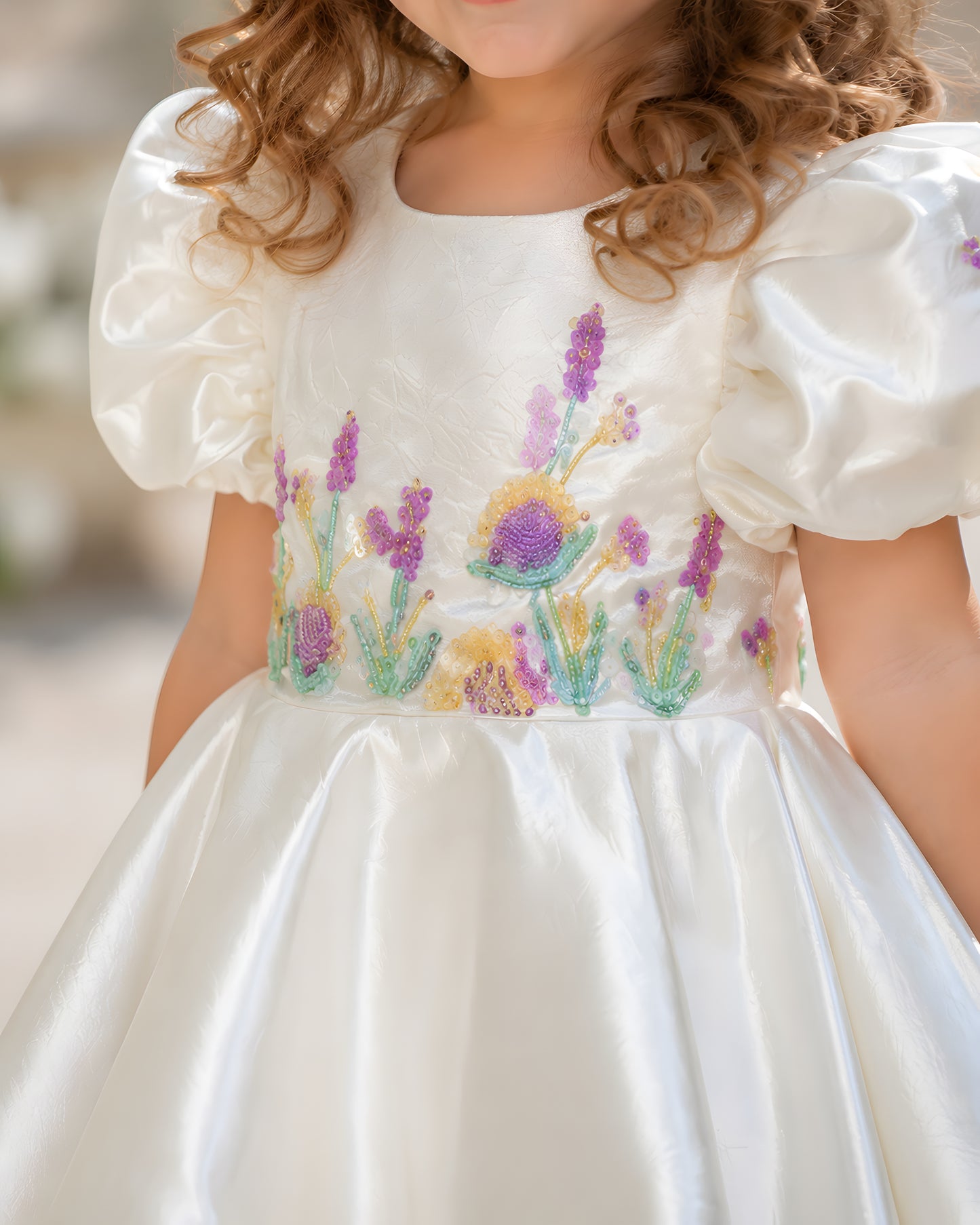 Beautiful Decorative Bow Cream Dress