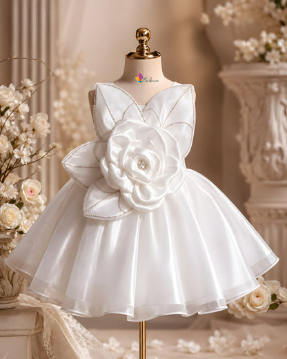 Elegant Satin Asymmetric Bow White Dress
