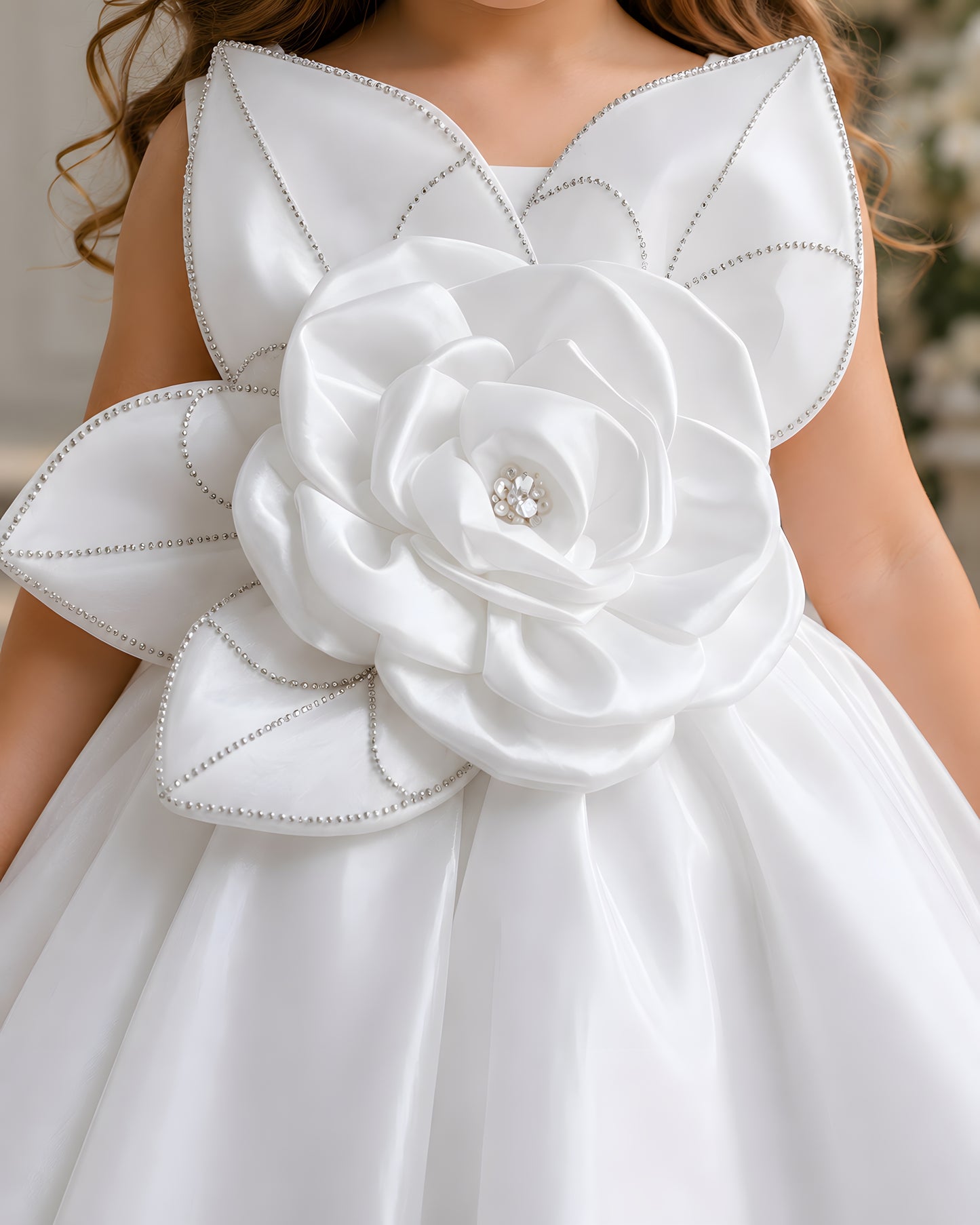 Elegant Satin Asymmetric Bow White Dress