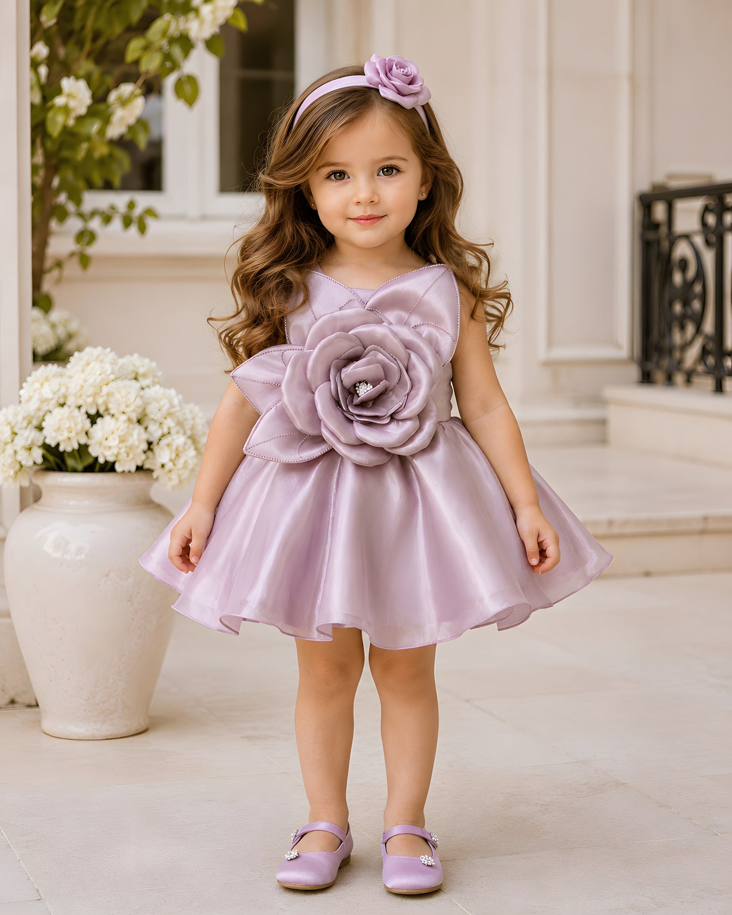 Charming Net Frills Layered Silhouette Pink Dress
