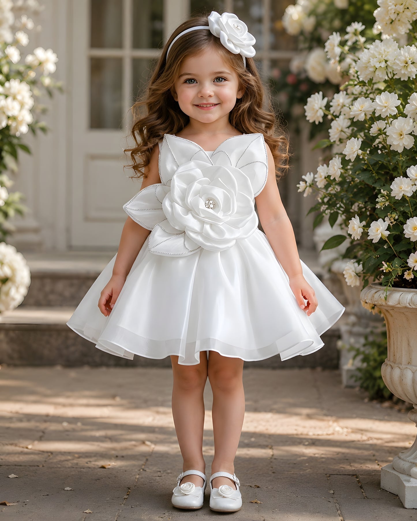 Elegant Satin Asymmetric Bow White Dress