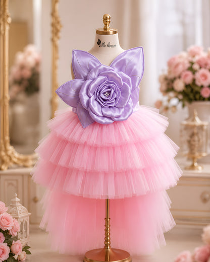 Beautiful Purple Dress With Tissue Flower Design
