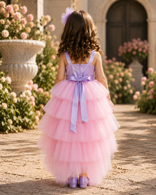 Beautiful Purple Dress With Tissue Flower Design