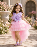 Beautiful Purple Dress With Tissue Flower Design