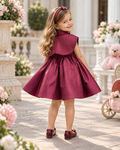 Royal satin Floral Embrodery Maroon Dress