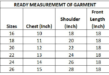 Size Chart - Inches