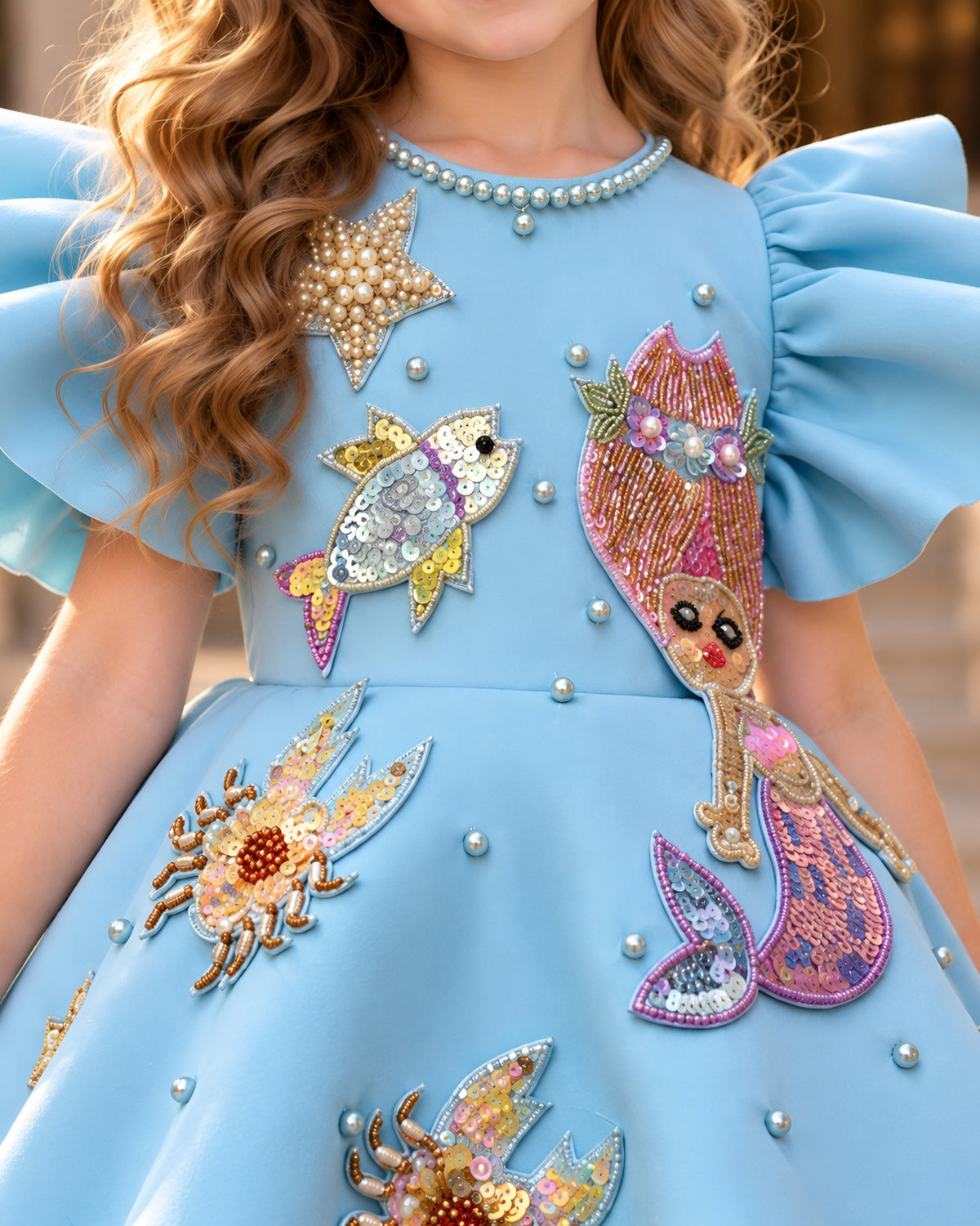 Elegant Embellished Blue Princess Dress