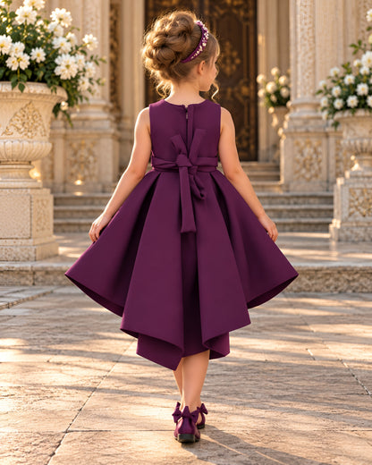 Elegant Wine Floral Embellished Party Dress