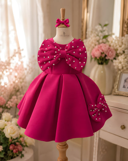 Elegant Oversized Bow Flared Design Dress