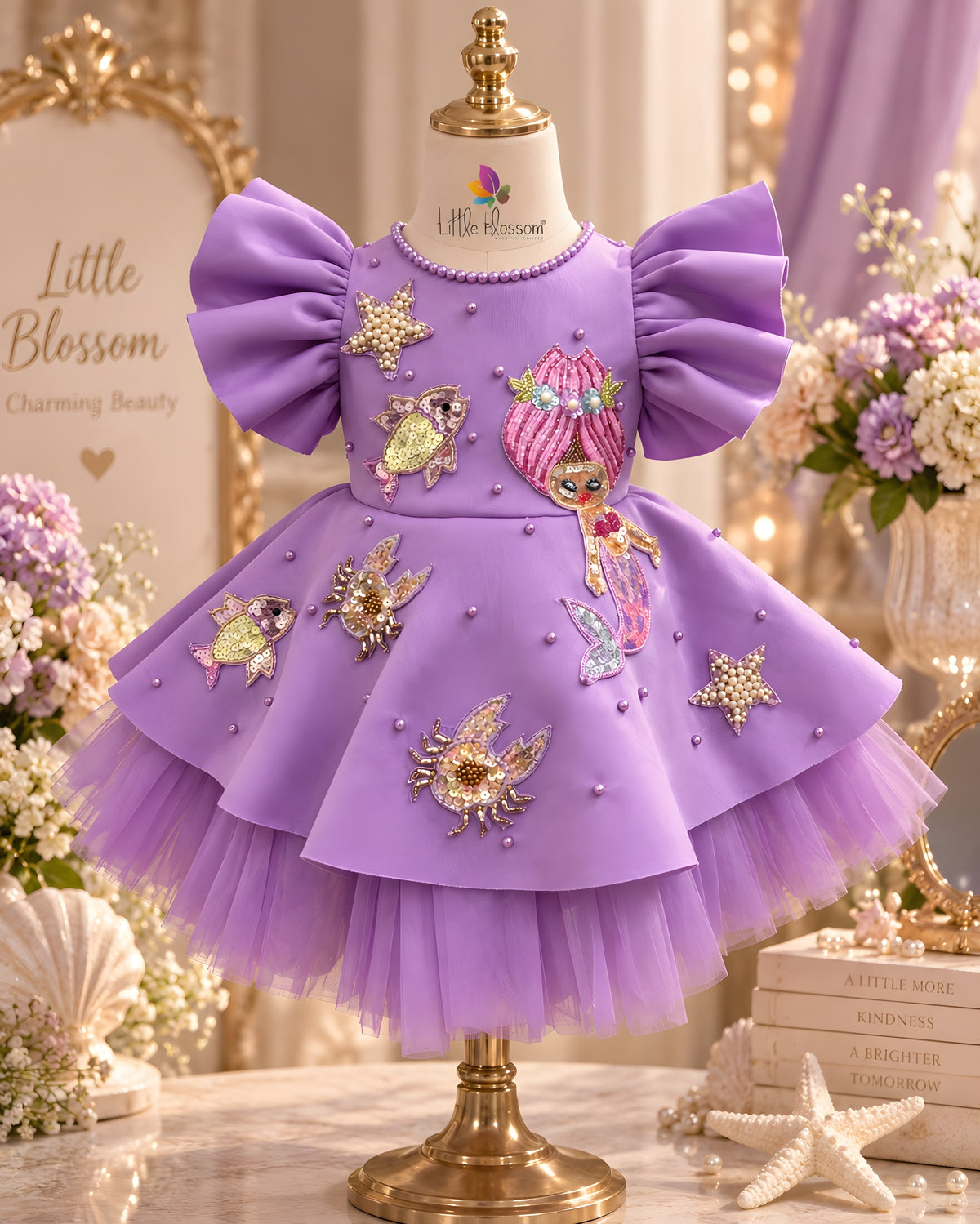 Elegant Mermaid & Star Embellished Purple Party Dress