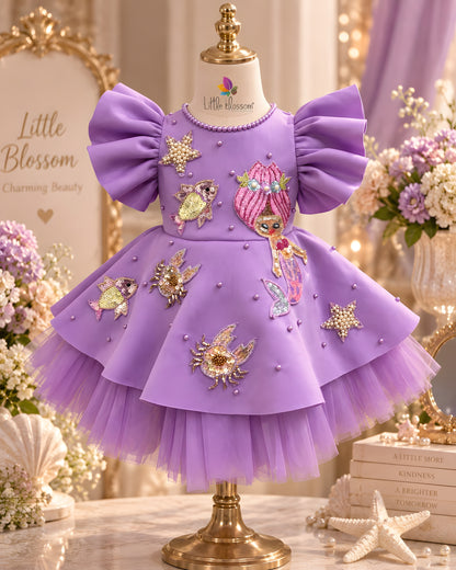 Elegant Mermaid & Star Embellished Purple Party Dress