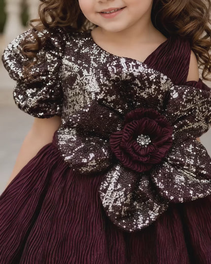 Gorgeous Asymmetric Maroon Party Dress