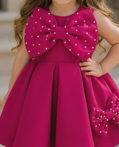 Elegant Oversized Bow Flared Design Dress